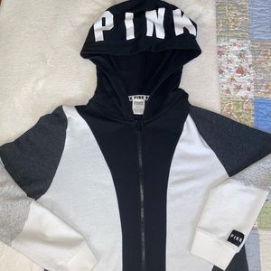 VS PINK Color Block Zip up. Size Large 🖤🤍